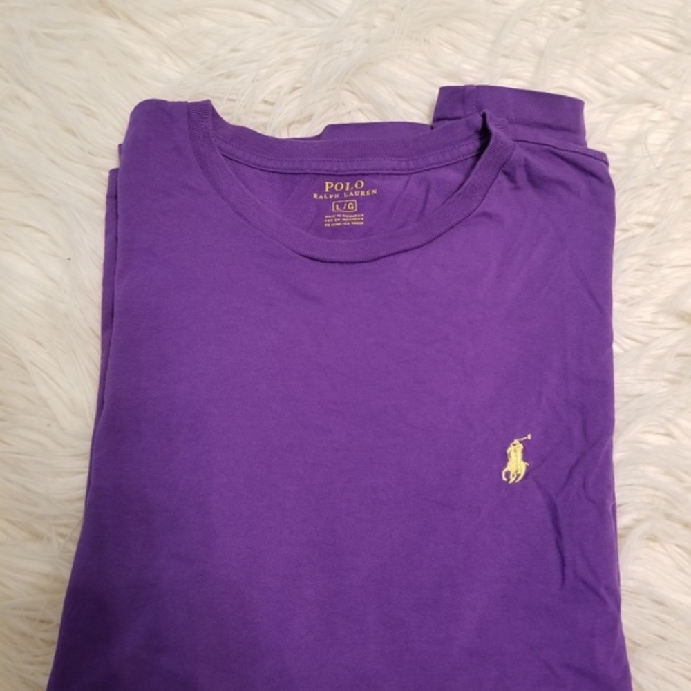 Polo Purple tshirt with yellow horse large